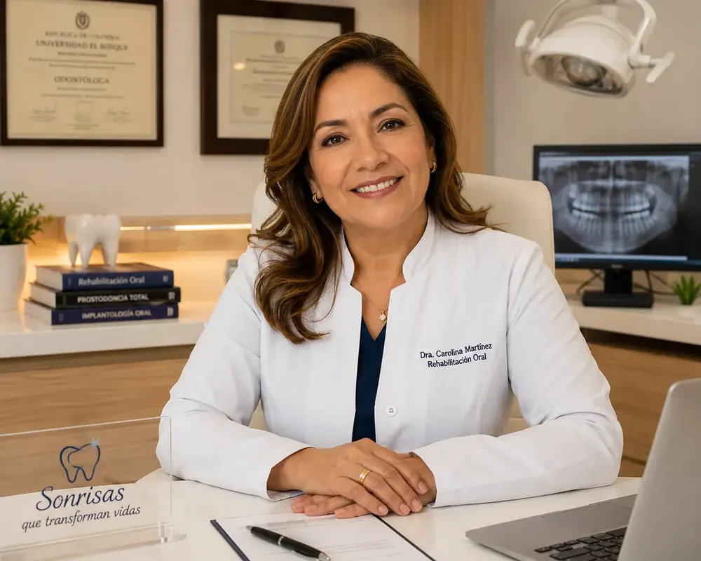 Dra. Carolina Martínez en su consultorio odontológico